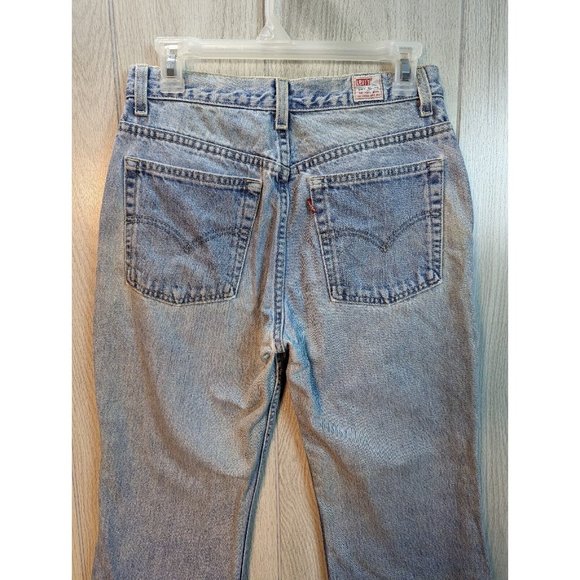 Vintage Levi's 519 Low Rise Flare Women's Junior Size 9M Light Wash Jeans Stain - Picture 7 of 15